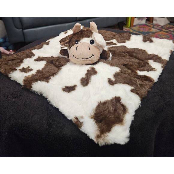 Baby brown spotted cow blanket toy snuggle lovey - Picture 1 of 3